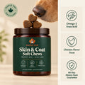 Maple Pup Skin & Coat Soft Chews with a golden retriever